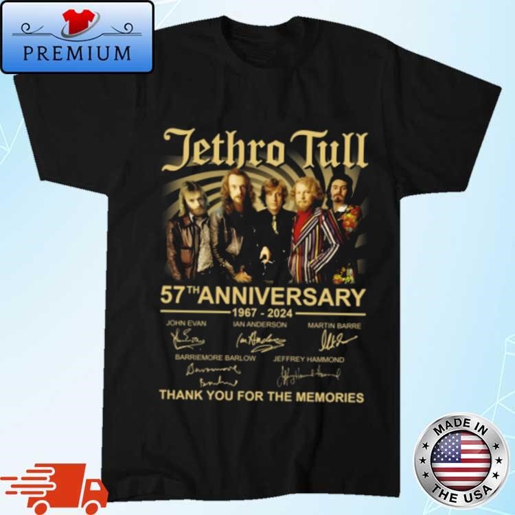 Jethro Tull 57th Anniversary 1967-2024 Thank You For The Memories Signatures T-shirt