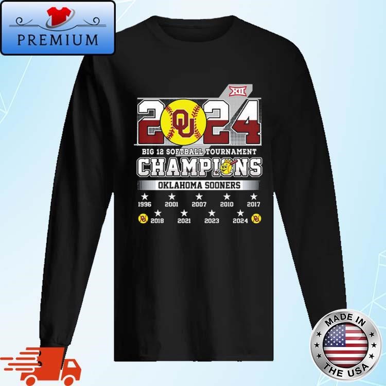 Official 2024 Big 12 Softball Tournament Champions Oklahoma Sooners Long Sleeve