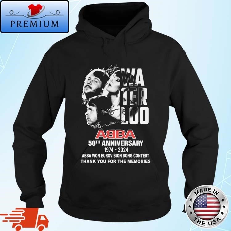 Official Abba 50th Anniversary 1974-2024 Abba Won Eurovision Song Contest Thank You For The Memories Signatures Hoodie