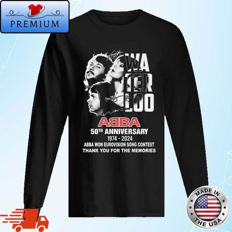 Official Abba 50th Anniversary 1974-2024 Abba Won Eurovision Song Contest Thank You For The Memories Signatures Long Sleeve