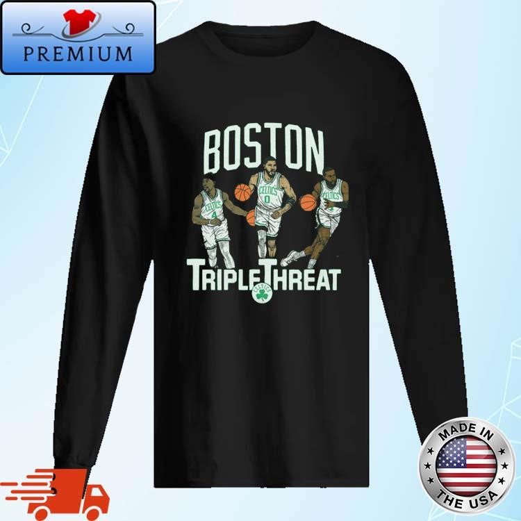 Official Celtics Triple Threat Holiday Tatum Brown Signatures Long Sleeve