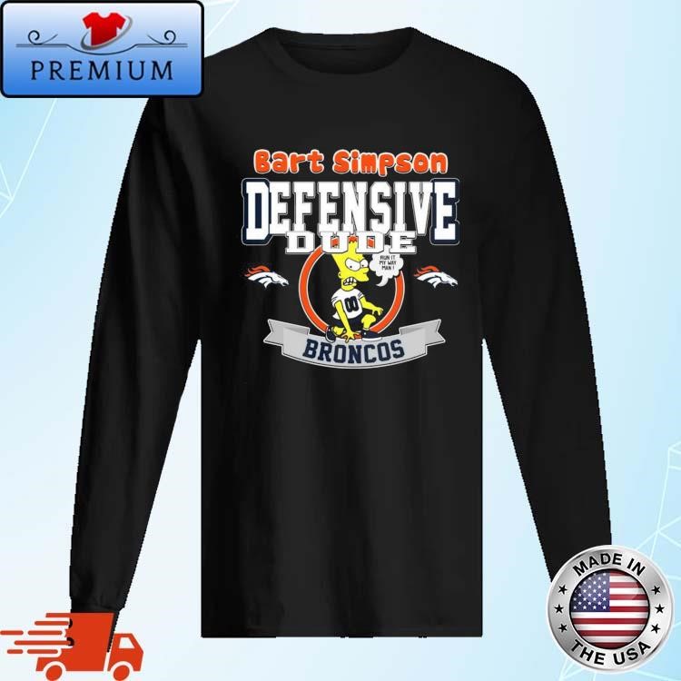 Official Denver Broncos NFL Bart Simpson Defensive Dude 2024 Long Sleeve