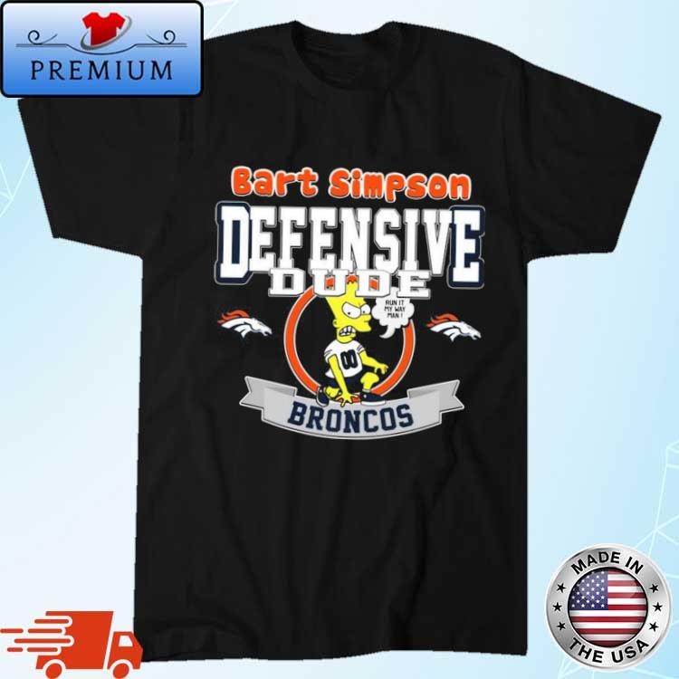Official Denver Broncos NFL Bart Simpson Defensive Dude 2024 T-Shirt