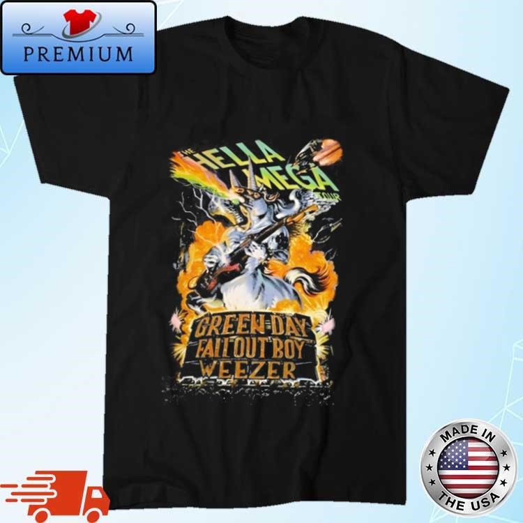 Official Hella Mega Tour 2021 Rock Green Day Fall Out Boy Weezer T-Shirt
