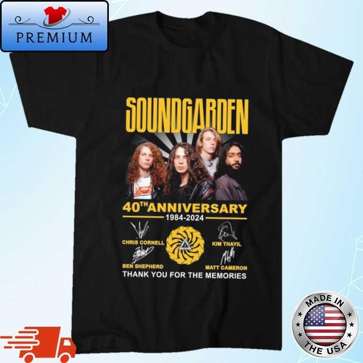 Official Soundgarden 40th Anniversary 1984-2024 Thank You For The Memories Signatures T-Shirt