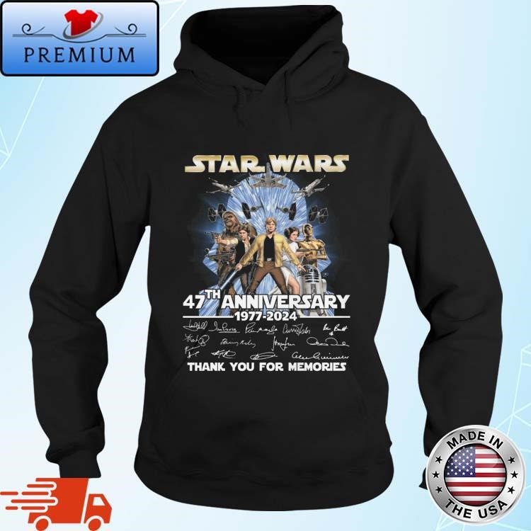 Official Star Wars 47th Anniversary 1977-2024 Thank You For Memories Signatures Hoodie