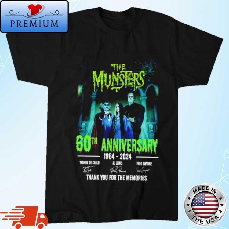 Official The Munsters 60th Anniversary 1964-2024 Thank You For The Memories Signatures T-Shirt