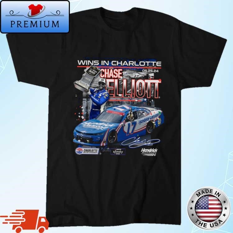 Original Chase Elliott Hendrick Motorsports Team Collection Black 2024 Xfinity Series MGM 300 Race Winner Race Win T-shirt