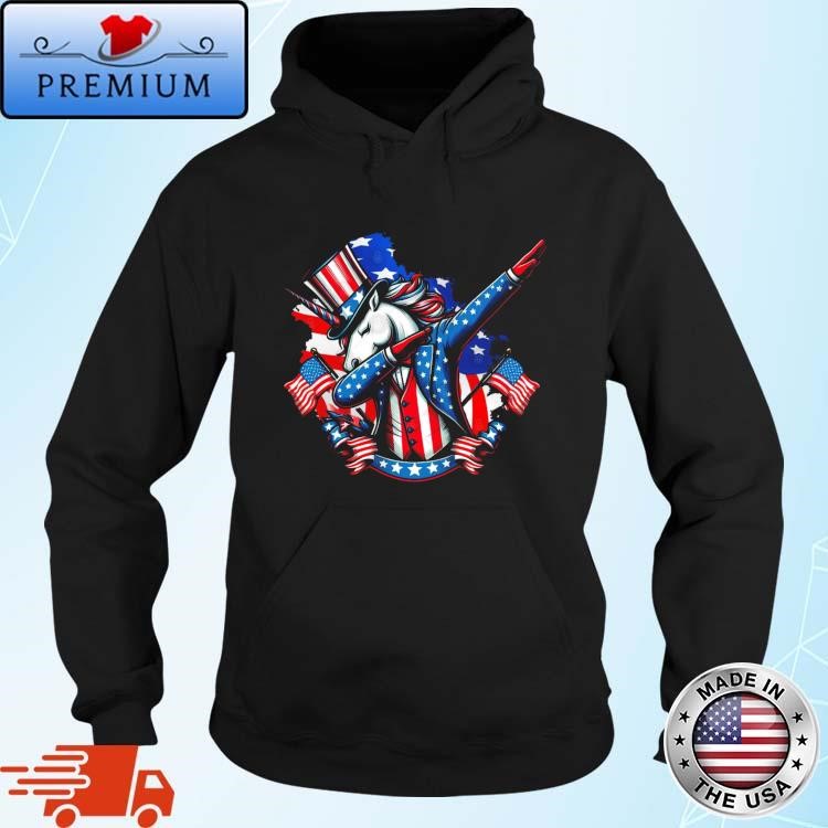 Original Dabbing Unicorn 4th of July American Flag Patriotic USA Flag Hoodie