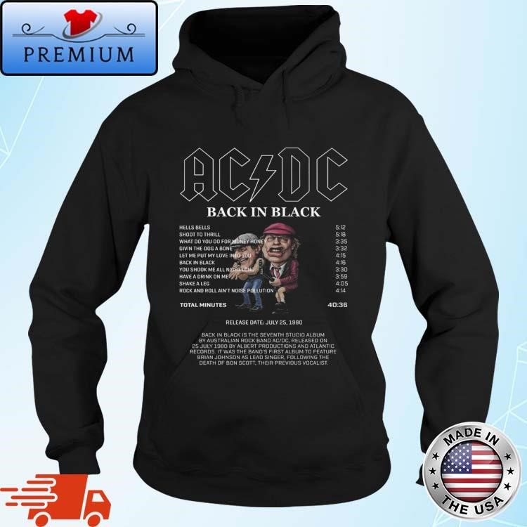 Official ACDC Back In Black Greatest Hits Album 1980-2024 Anniversary Hoodie