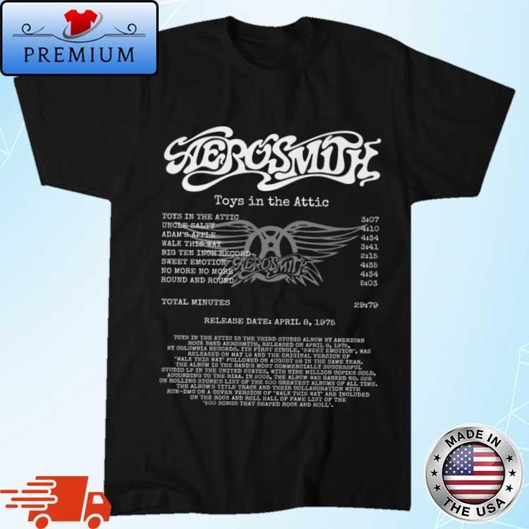 Official Aerosmith Toys In The Attic Greatest Hits Album 1975-2024 Anniversary Shirt