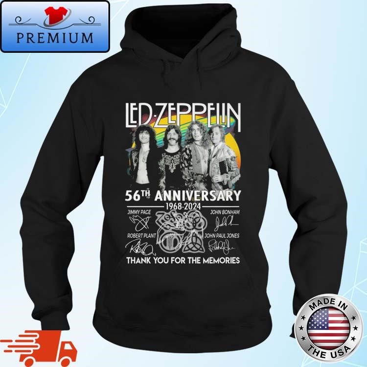 Official Original Led Zeppelinaca 56th Anniversary 1968-2024 Thank You For The Memories Signatures Hoodie