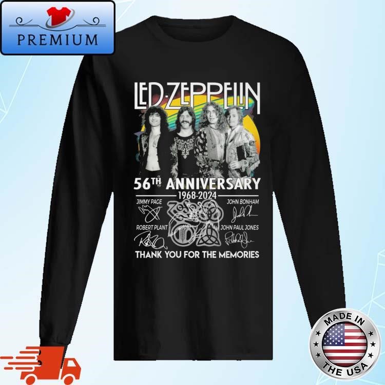 Official Original Led Zeppelinaca 56th Anniversary 1968-2024 Thank You For The Memories Signatures Long Sleeve