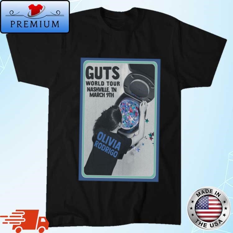 Official Olivia Rodrigo Guts World Tour March 9 2024 Nashville TN T-shirt