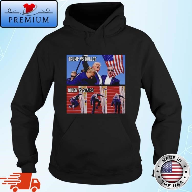 Official Trump Vs Bullet And Biden Vs Stairs Photo Hoodie