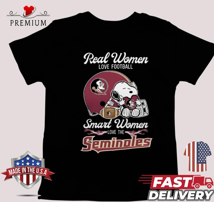 Design Florida State Seminoles x Snoopy Real Women Love Football Smart Women Helmet 2024 T-shirt