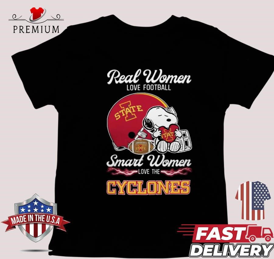 Design Iowa State Cyclones x Snoopy Real Women Love Football Smart Women Helmet 2024 T-shirt