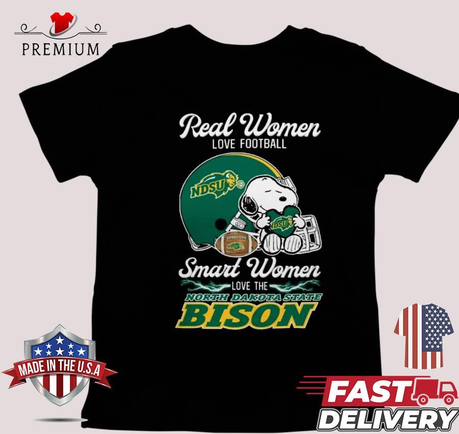 Design North Dakota State Bison x Snoopy Real Women Love Football Smart Women Helmet 2024 T-shirt