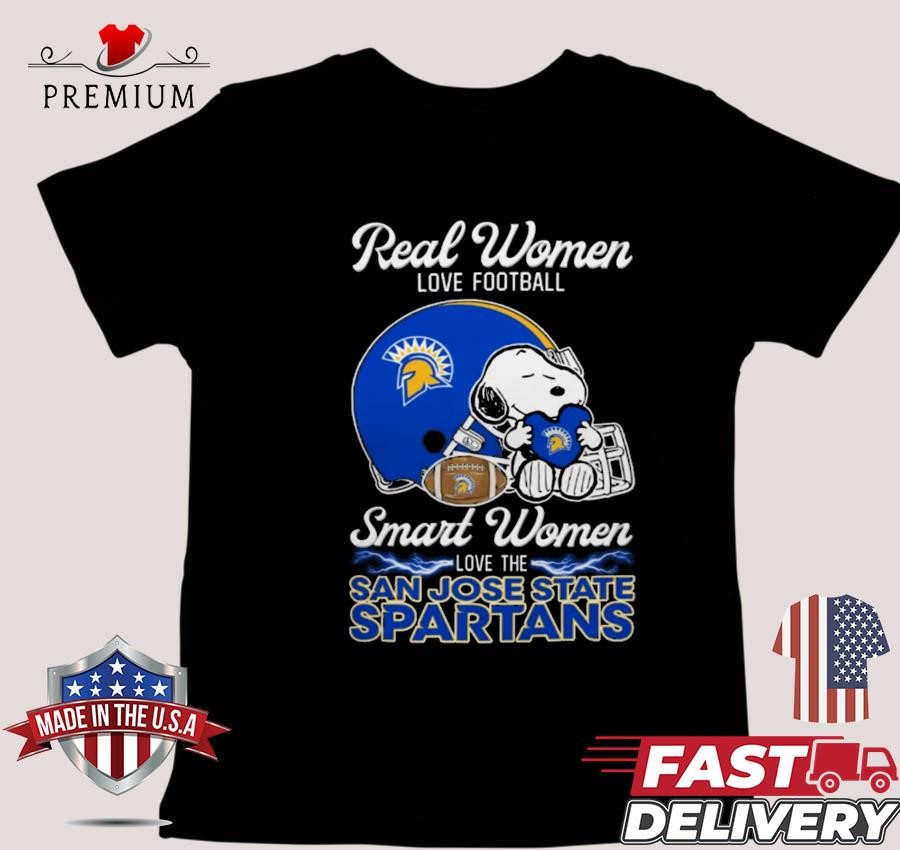 Design San José State Spartans x Snoopy Real Women Love Football Smart Women Hetmet 2024 T-shirt