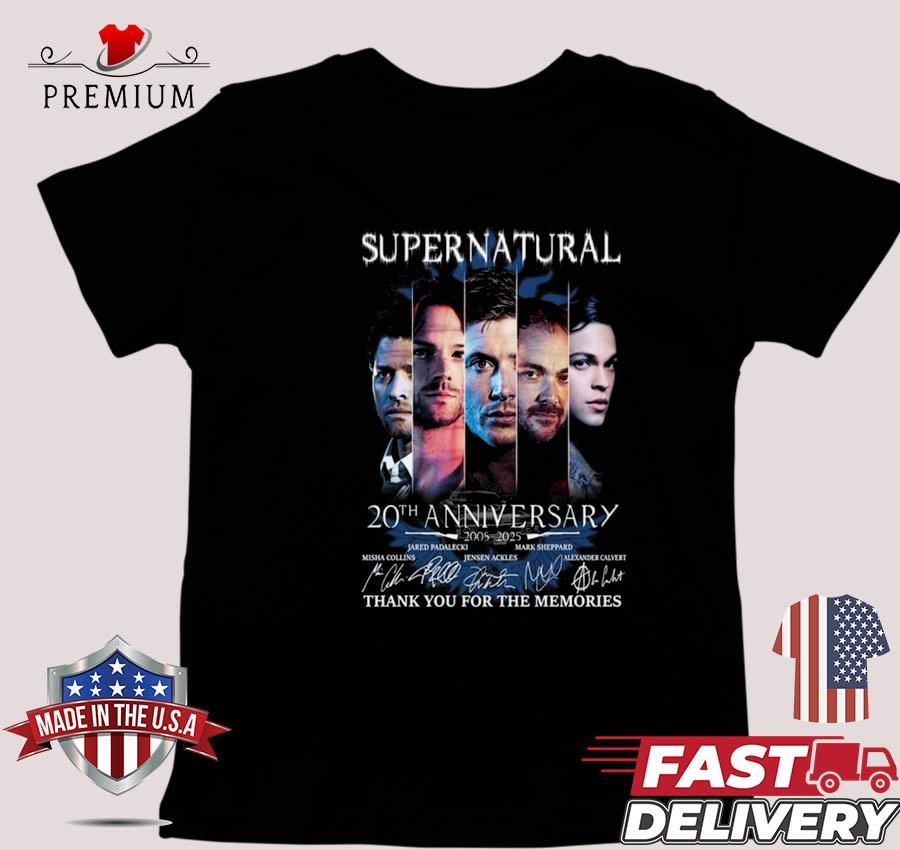 Design Supernatural Saving People Hunting Thing 20th Anniversary 2005-2025 Signatures T-shirt