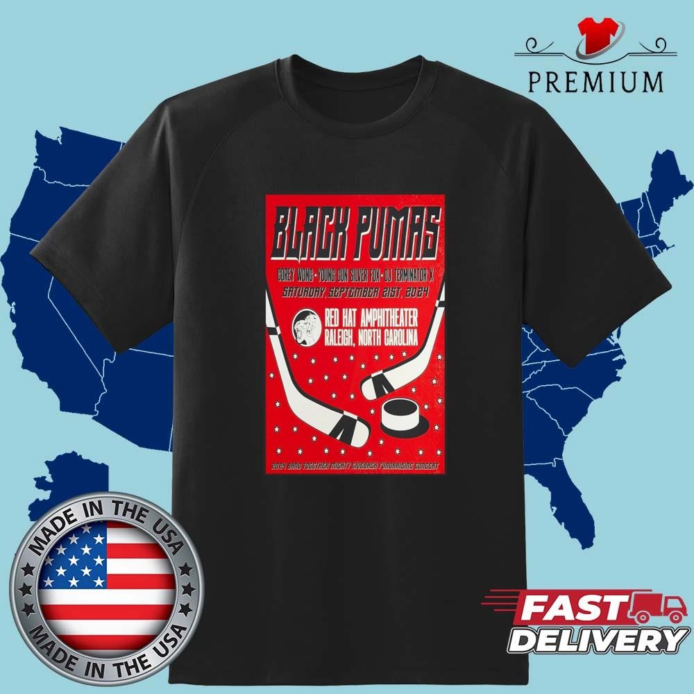 Official Black Pumas September 21 2024 Live At Red Hat Amphitheater, Raleigh, NC Concert Shirt