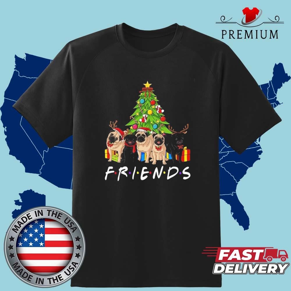 Official Friends Christmas Tree Pugs T-shirt