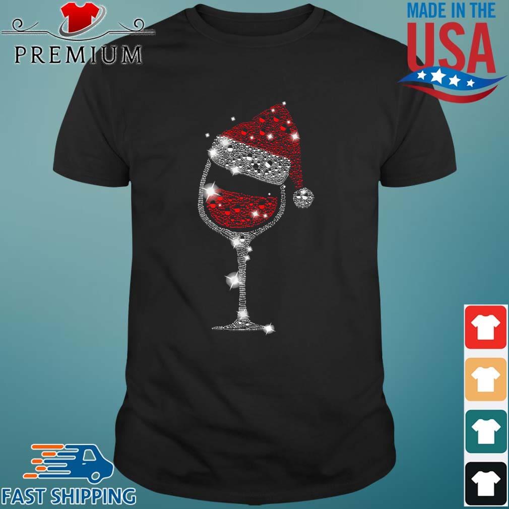 Santa Glitter Wine Glass